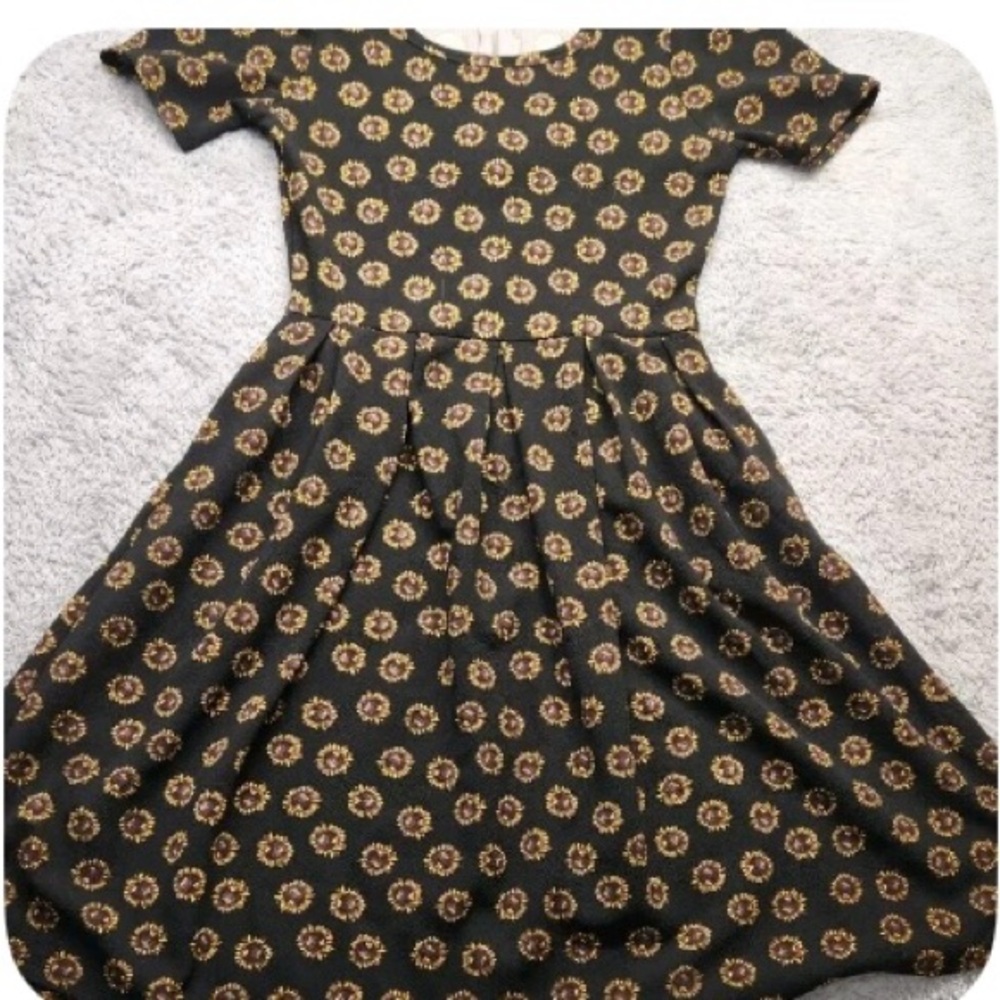 LuLaRoe Black and Gold Floral Dress